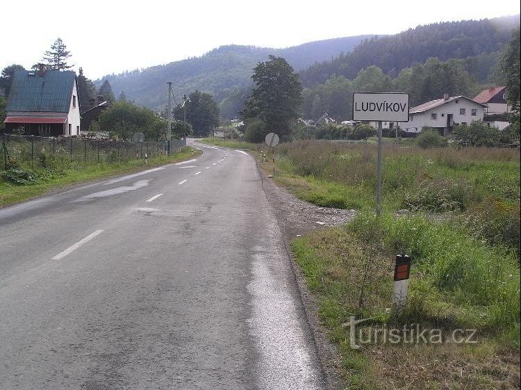 Ludvíkov: bord bij de ingang van het dorp Ludvíkov