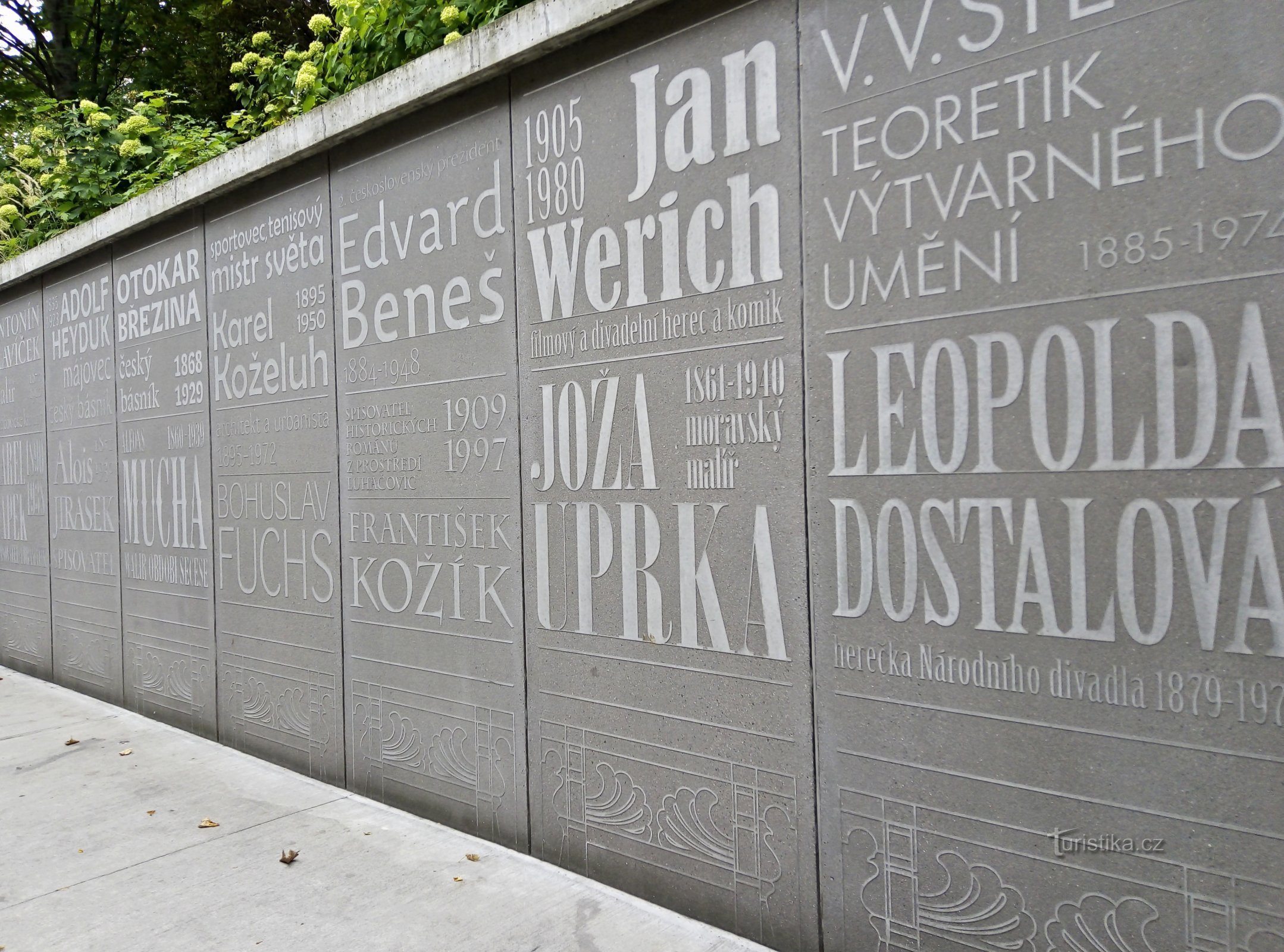 Luhačovice – Zidul de Onoare, sau oameni celebri au mers și ei pe această stradă...