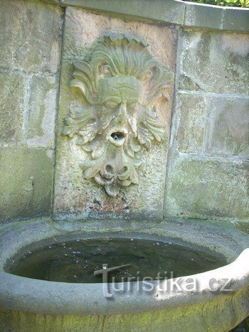 Une petite fontaine avec un mascaron