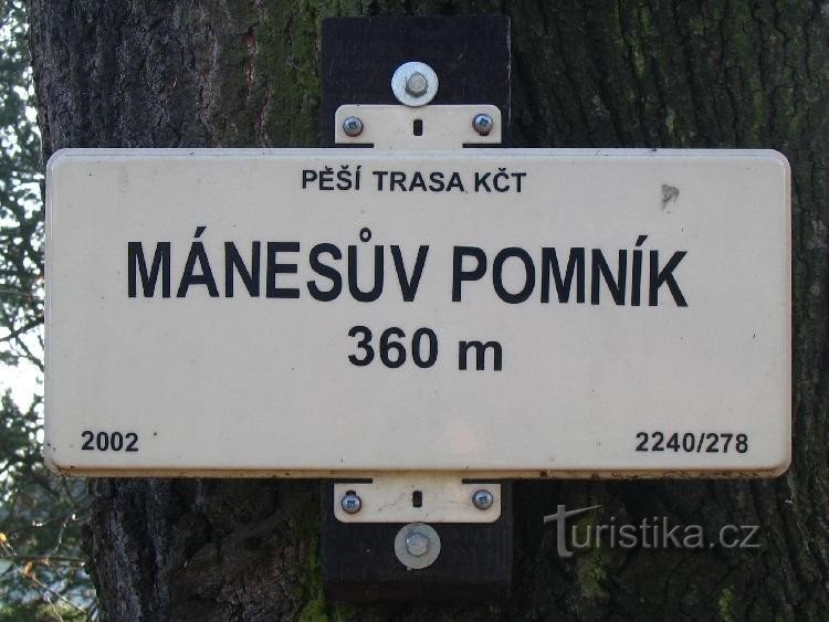 Mánes emlékmű - turistajelzés