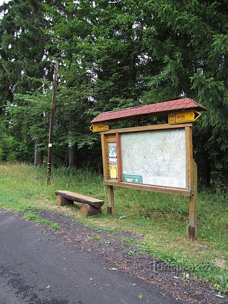 Karte des Erzgebirges am Wegweiser