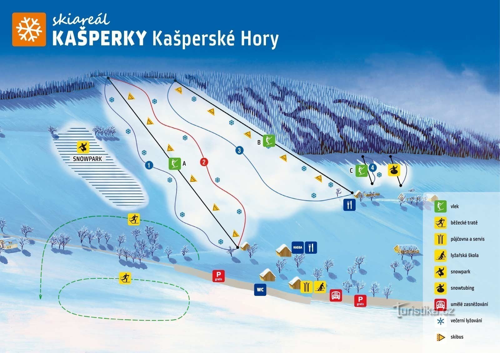 mapa - teren narciarski Kašperské Hory