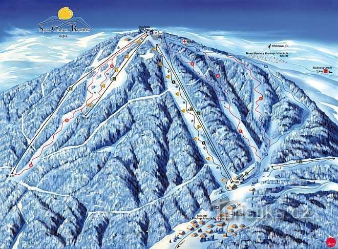 Map of the ski resort Bouřňák