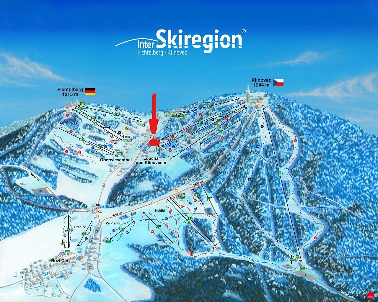 Karte des Skigebiets Klínovec