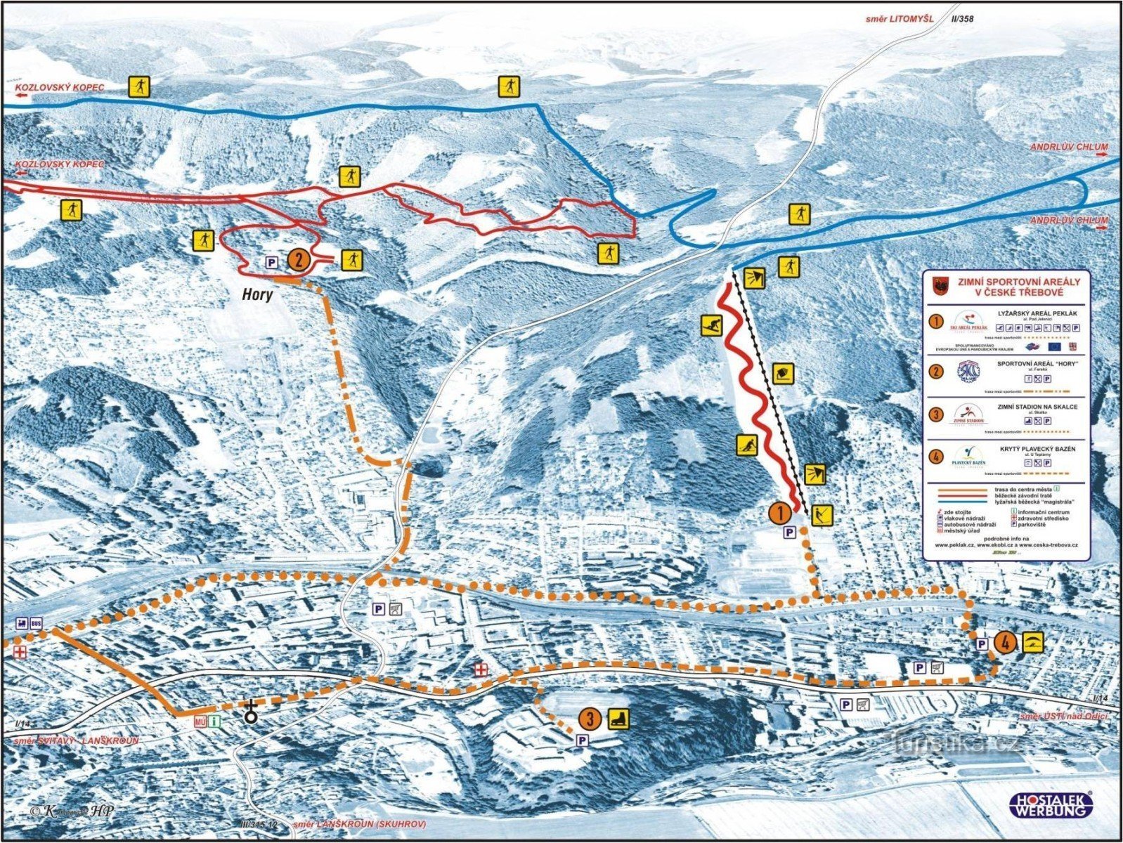 Peklákin hiihtoalueen kartta