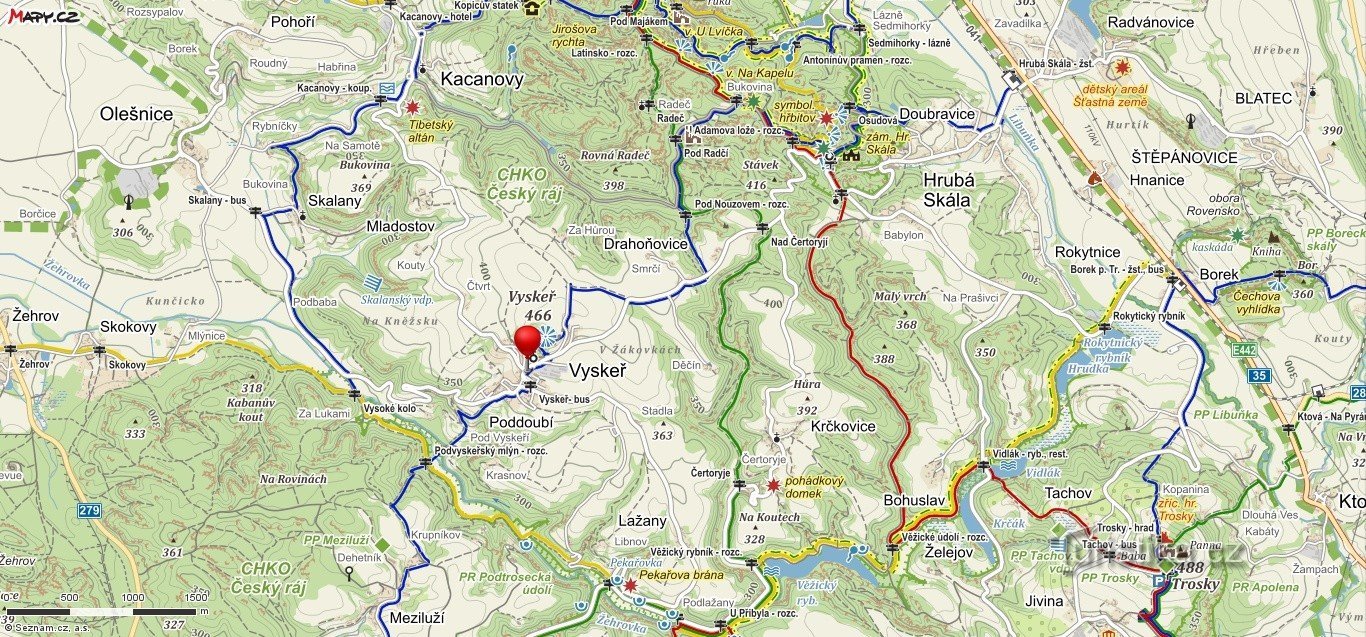mapa Mladostova, Vyskeř