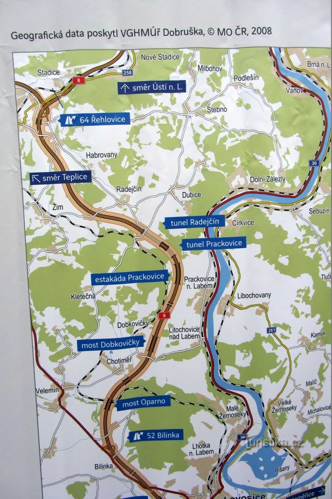 Mapa de la zona de Prackovice - D8