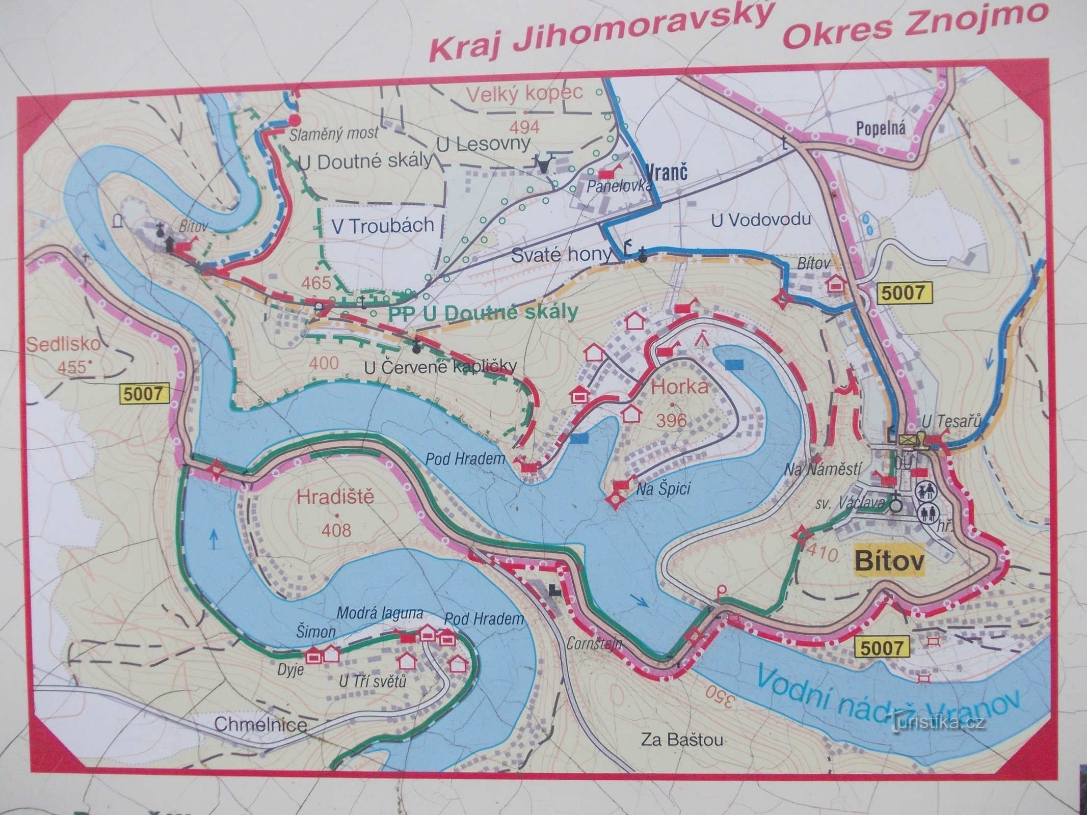 karta med vackra slingor av floden Dyje