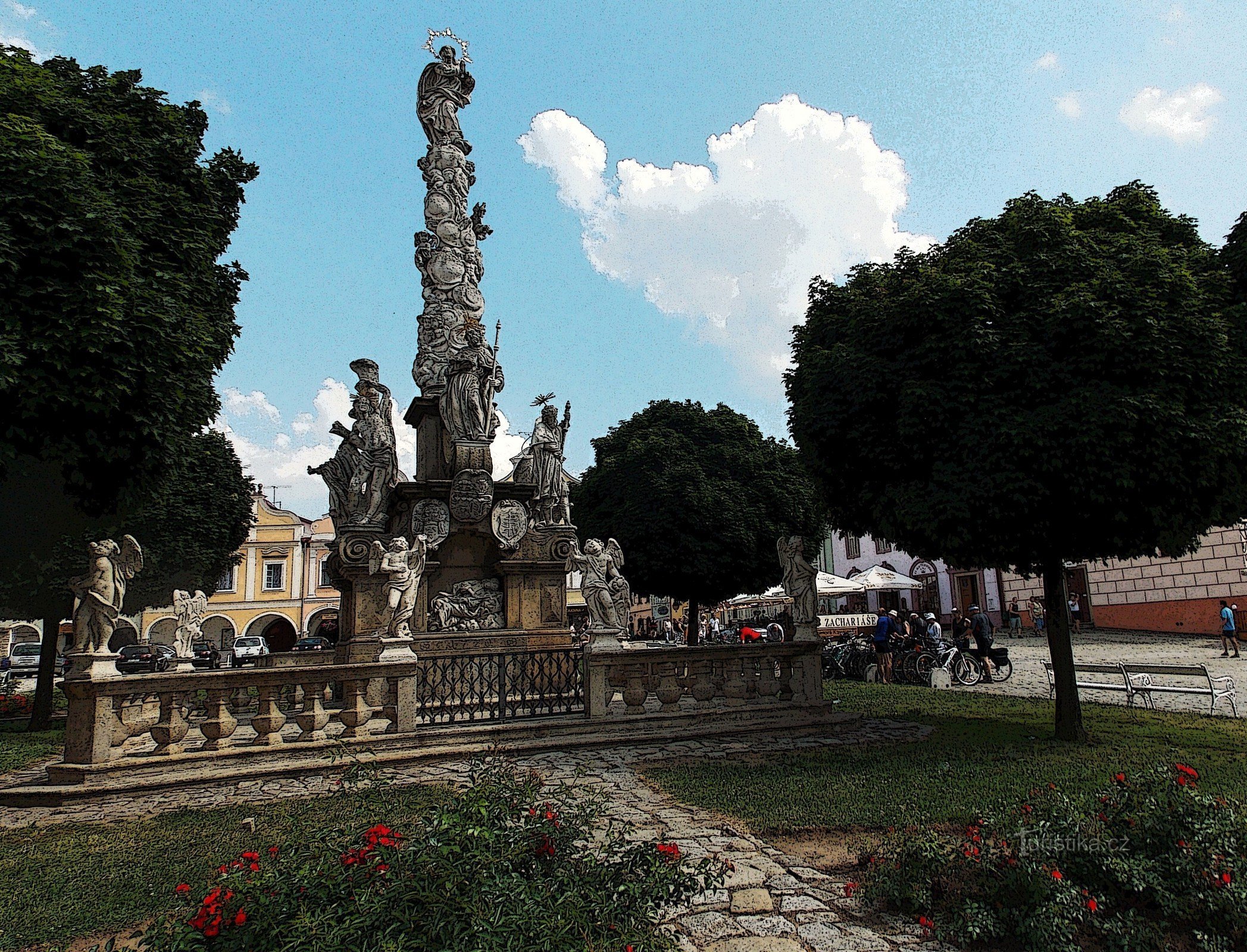 Coluna mariana na praça em Telč