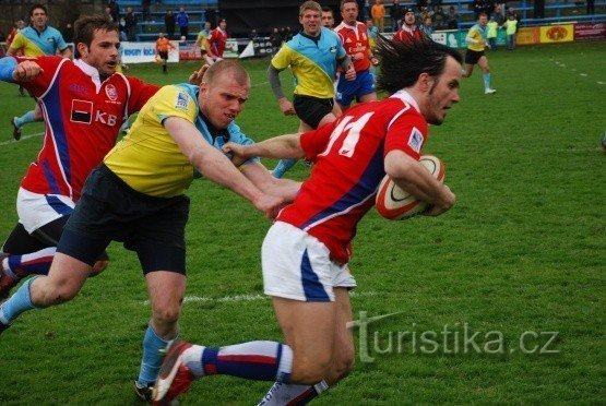 Martin Jágr o melhor jogador de rugby atual na partida em Říčany