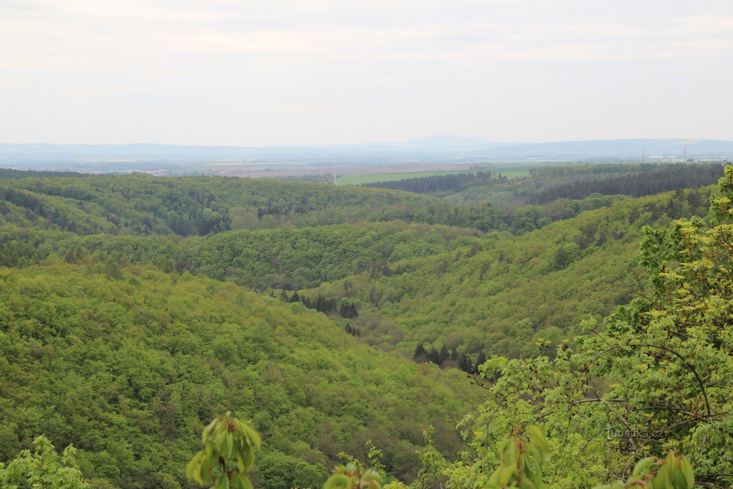 Das gewundene Tal der Říčka vom Aussichtspunkt Hornek