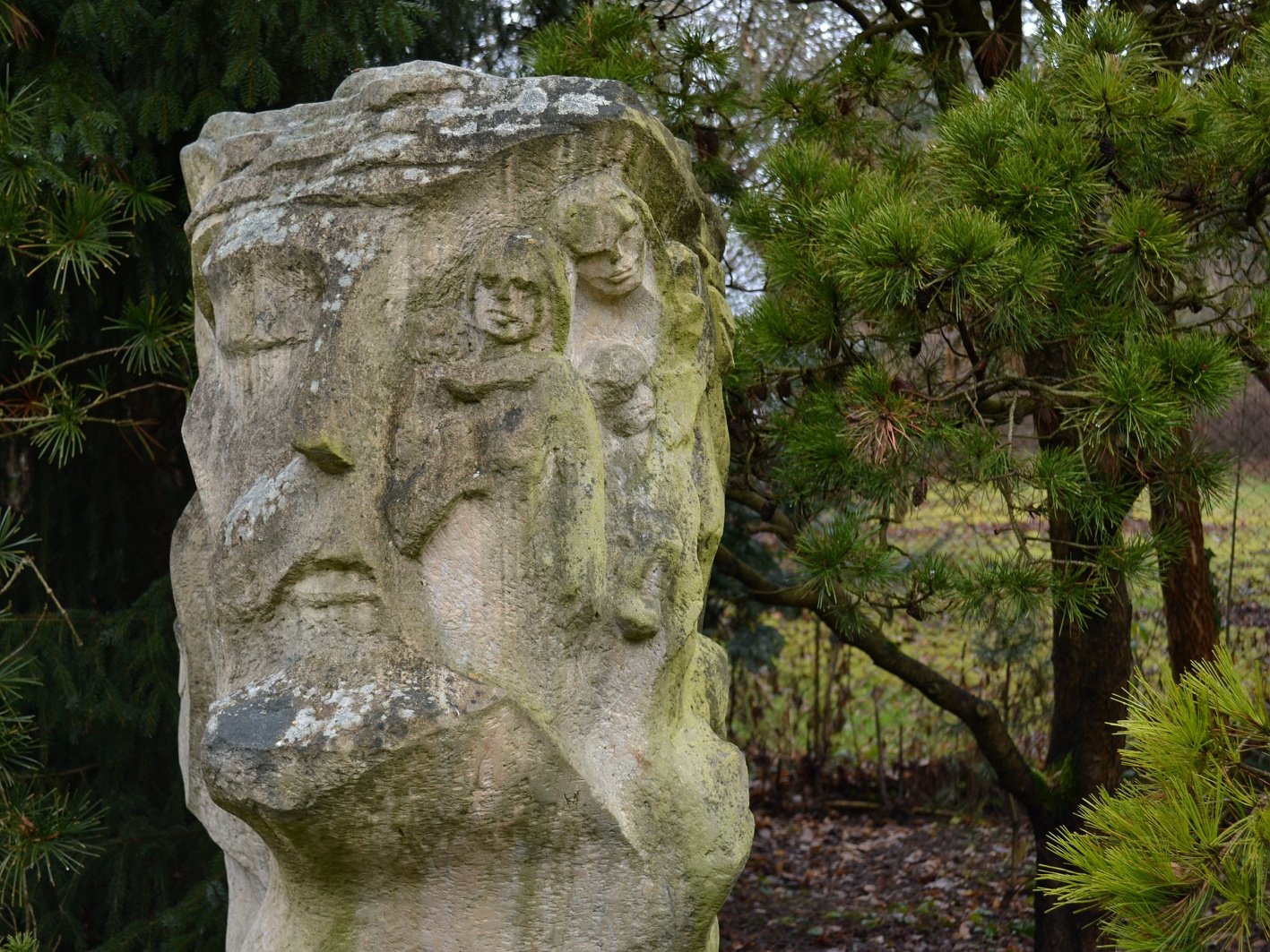 A meditation garden with a memorial to victims of evil