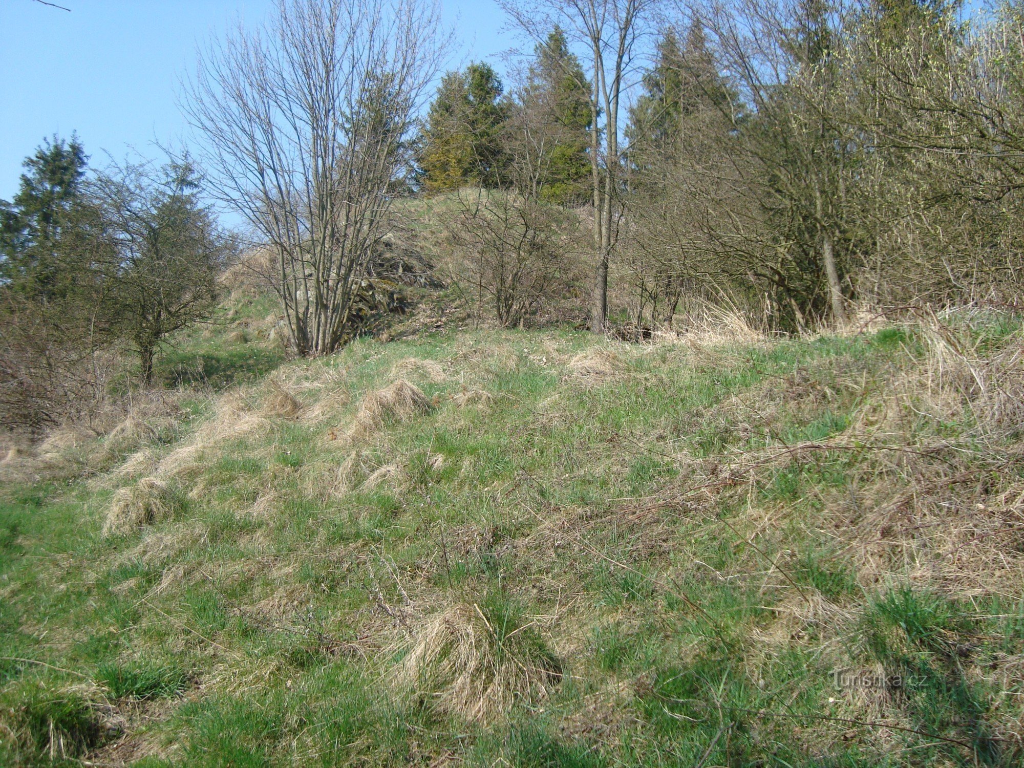 Medlice - kasteelheuvel vanuit het zuidoosten - Foto: Ulrych Mir.