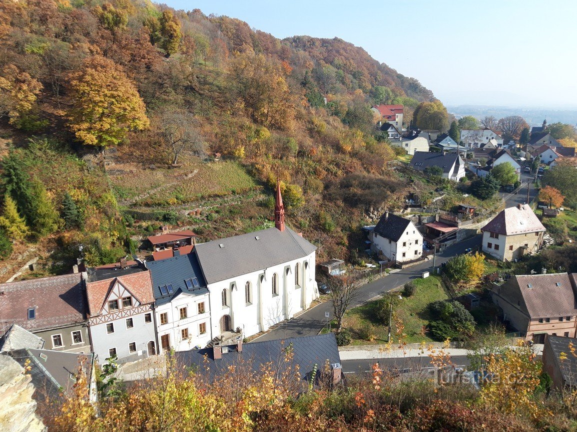 The town of Krupka and two churches