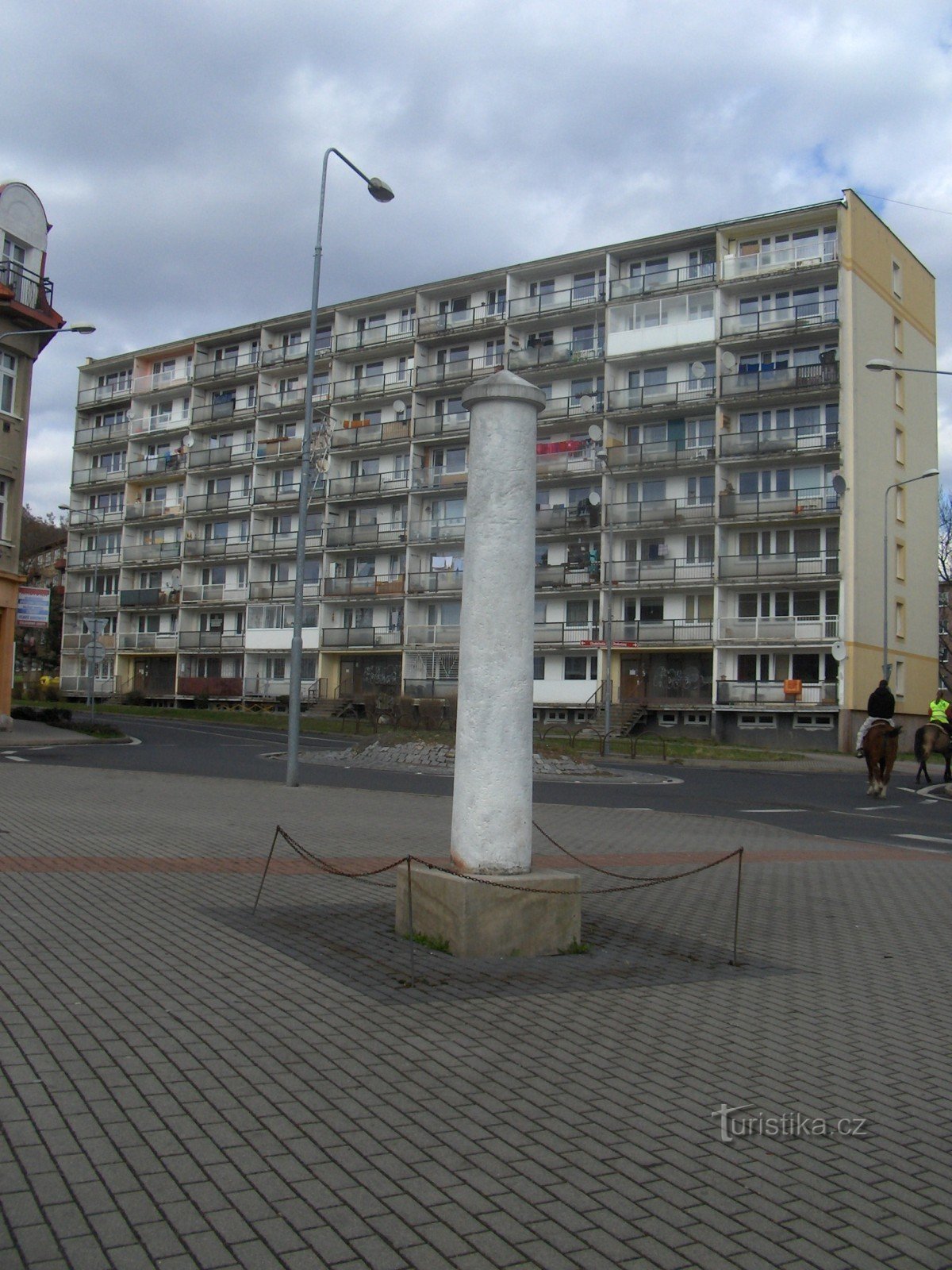 A milestone in Litvínov.