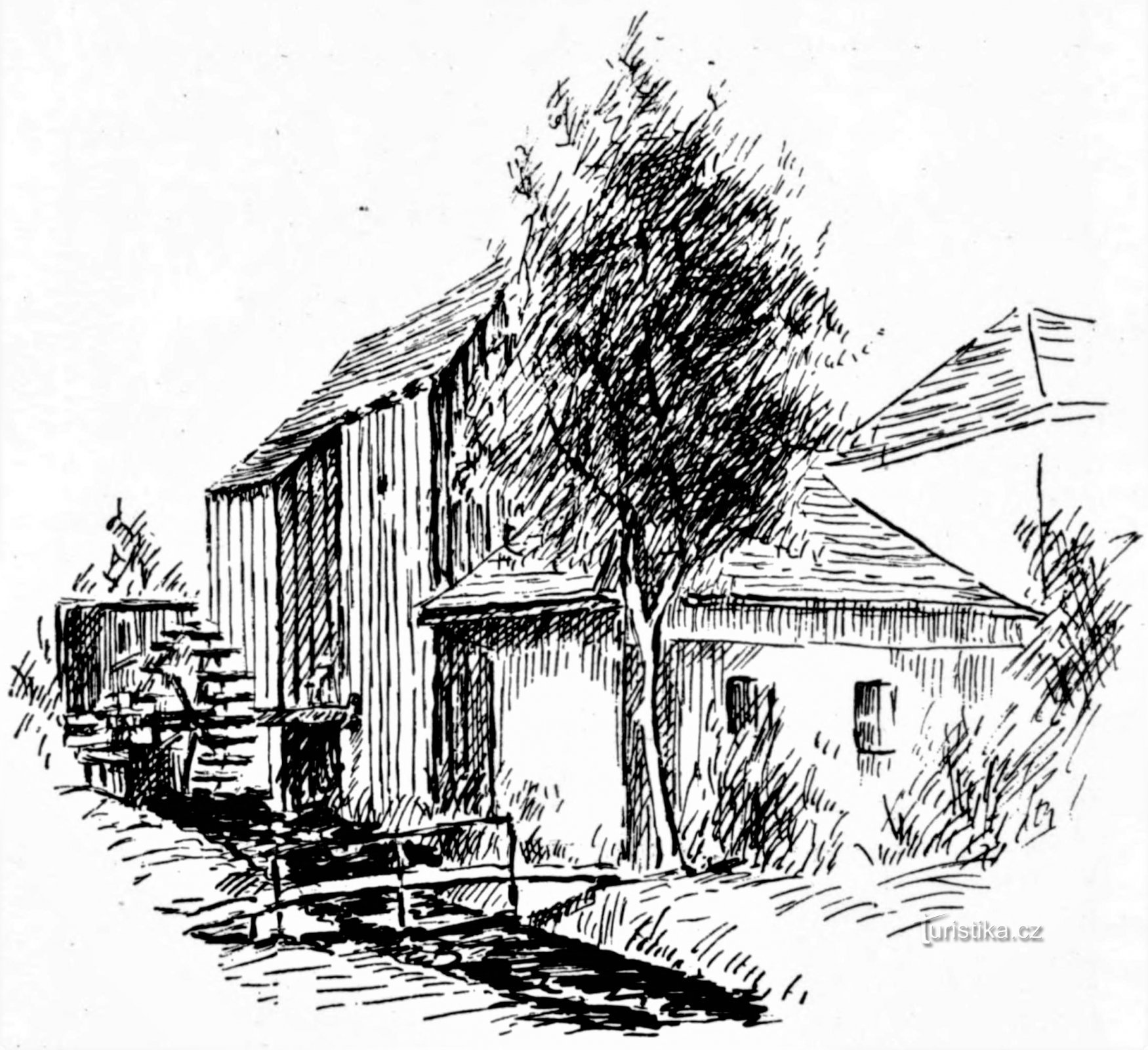 Valcha Mill 在一幅时期的图画上 (Plácky)