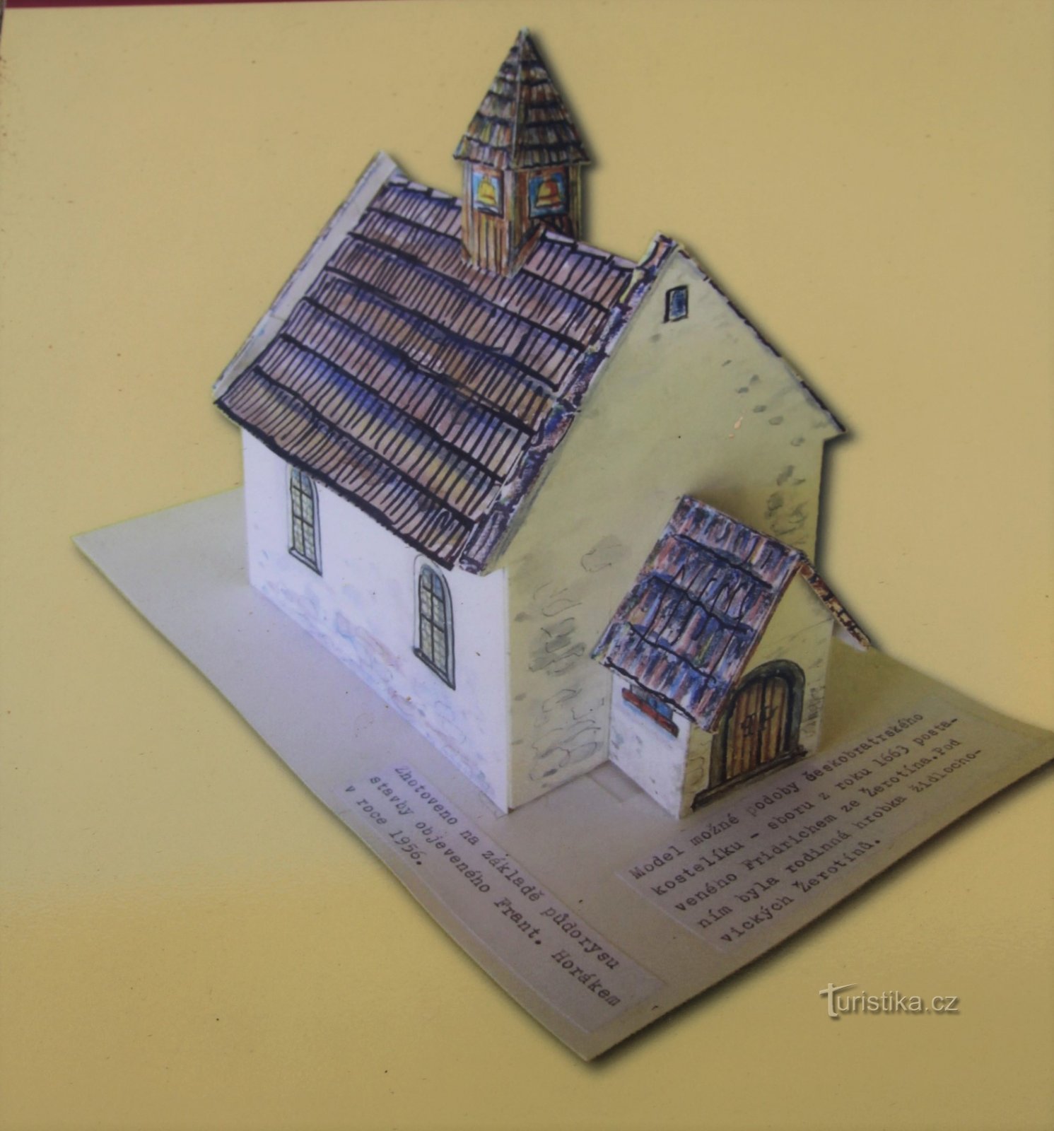 Modelo da possível forma da igreja dos Irmãos Tchecos (retirado do quadro de informações)