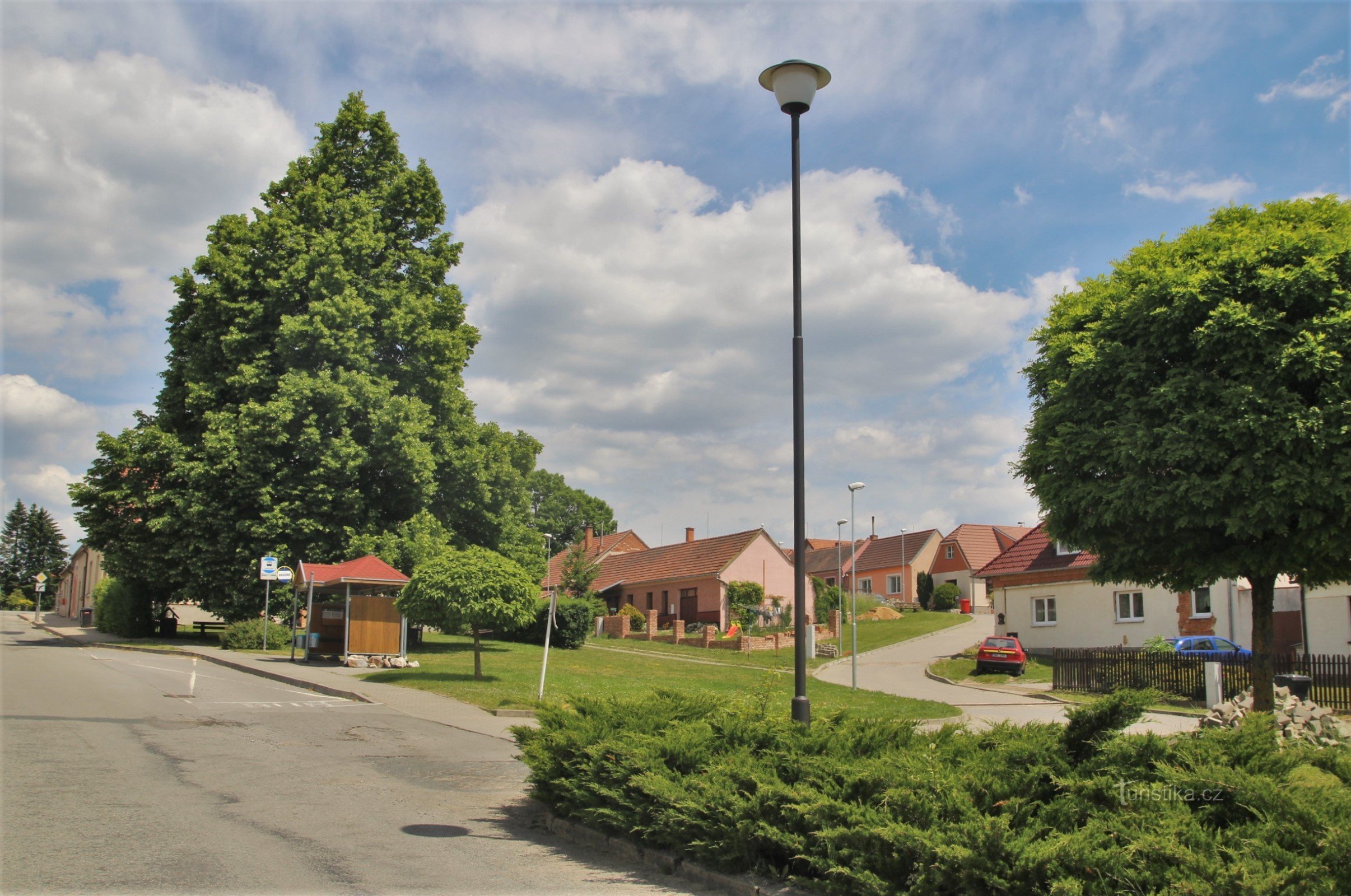 Eine massive Linde dominiert das örtliche Dorf