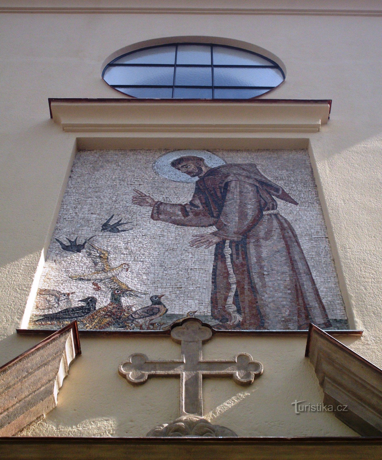 mosaik - St. Franciskus av Assisi predikar för fåglarna