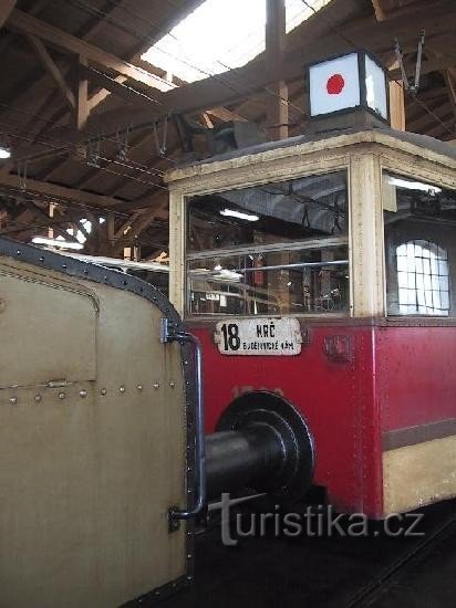 Museu de Transporte Público 1: No depósito de bonde em Praga - Střešovice há um s único