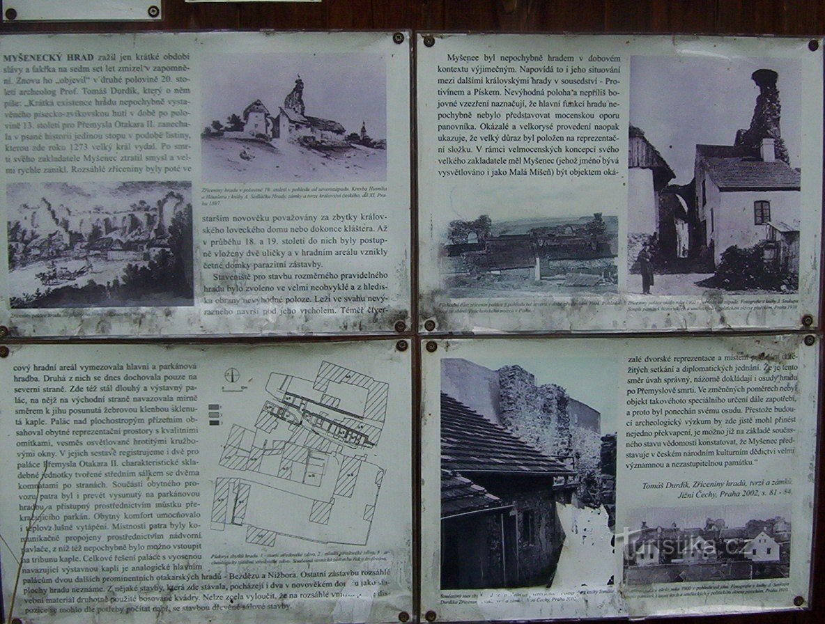 Myšenec-castle-information board in front of the castle grounds-Photo: Ulrych Mir.