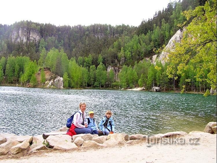 on the shore of the lake