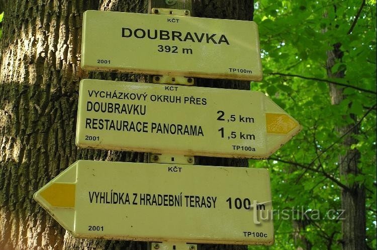 Doubravkán: turistajelzések