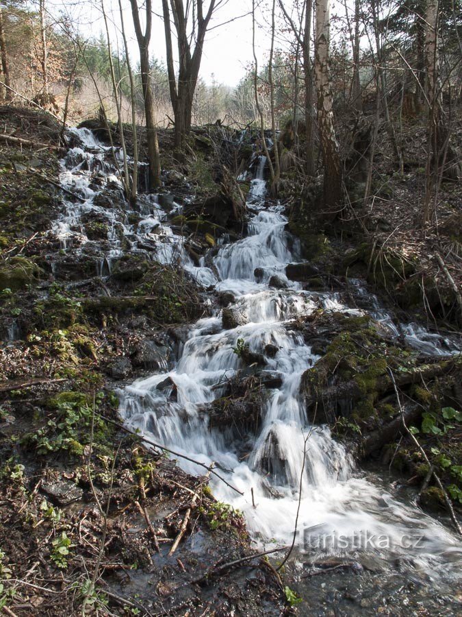 In primavera da Medvědí hora scorrono diversi ruscelli