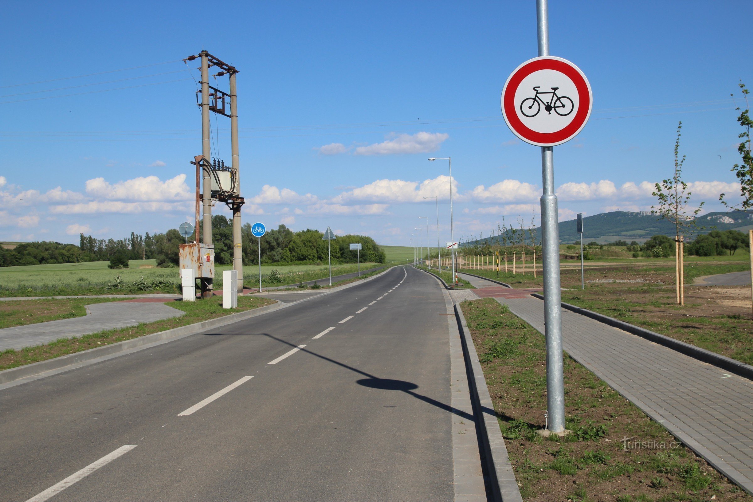 The cycle path begins at the end of the village