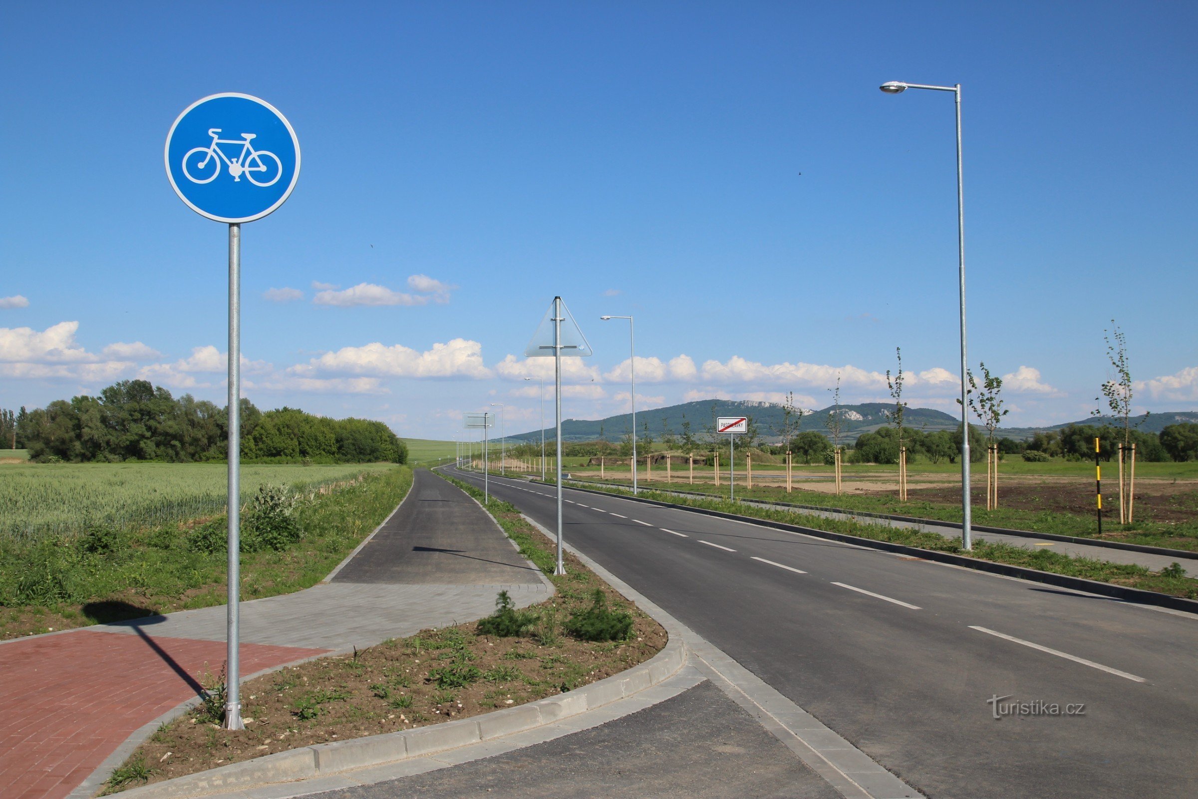 The cycle path begins at the end of the village