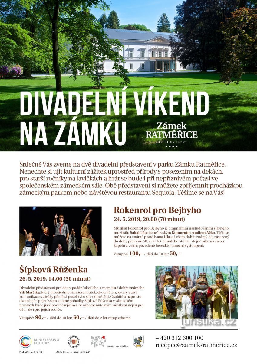 Mene Ratměřicen linnaan katsomaan musiikkia ja teatteria