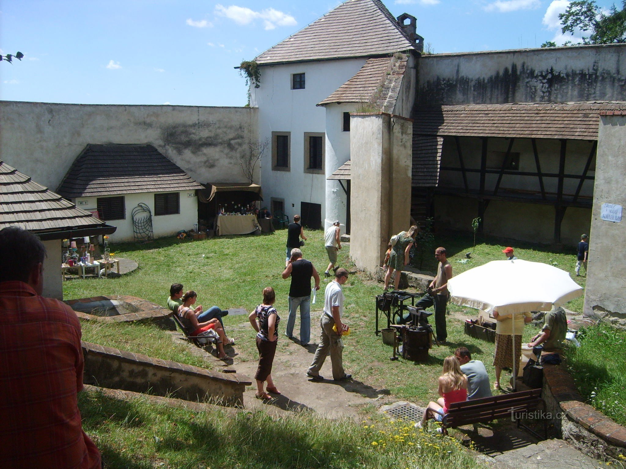 in the courtyard