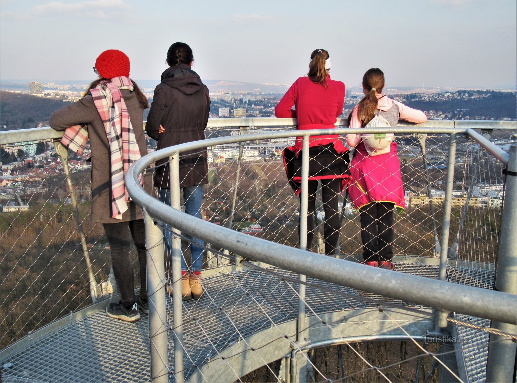 At the top of the lookout tower