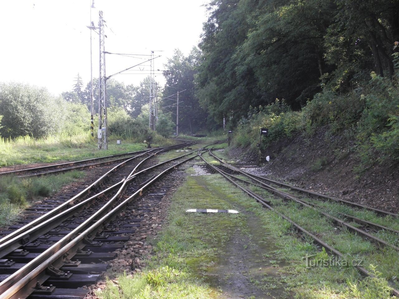 Dworzec kolejowy Jindřichův Hradec - początek połączenia toru - 31.7.2010