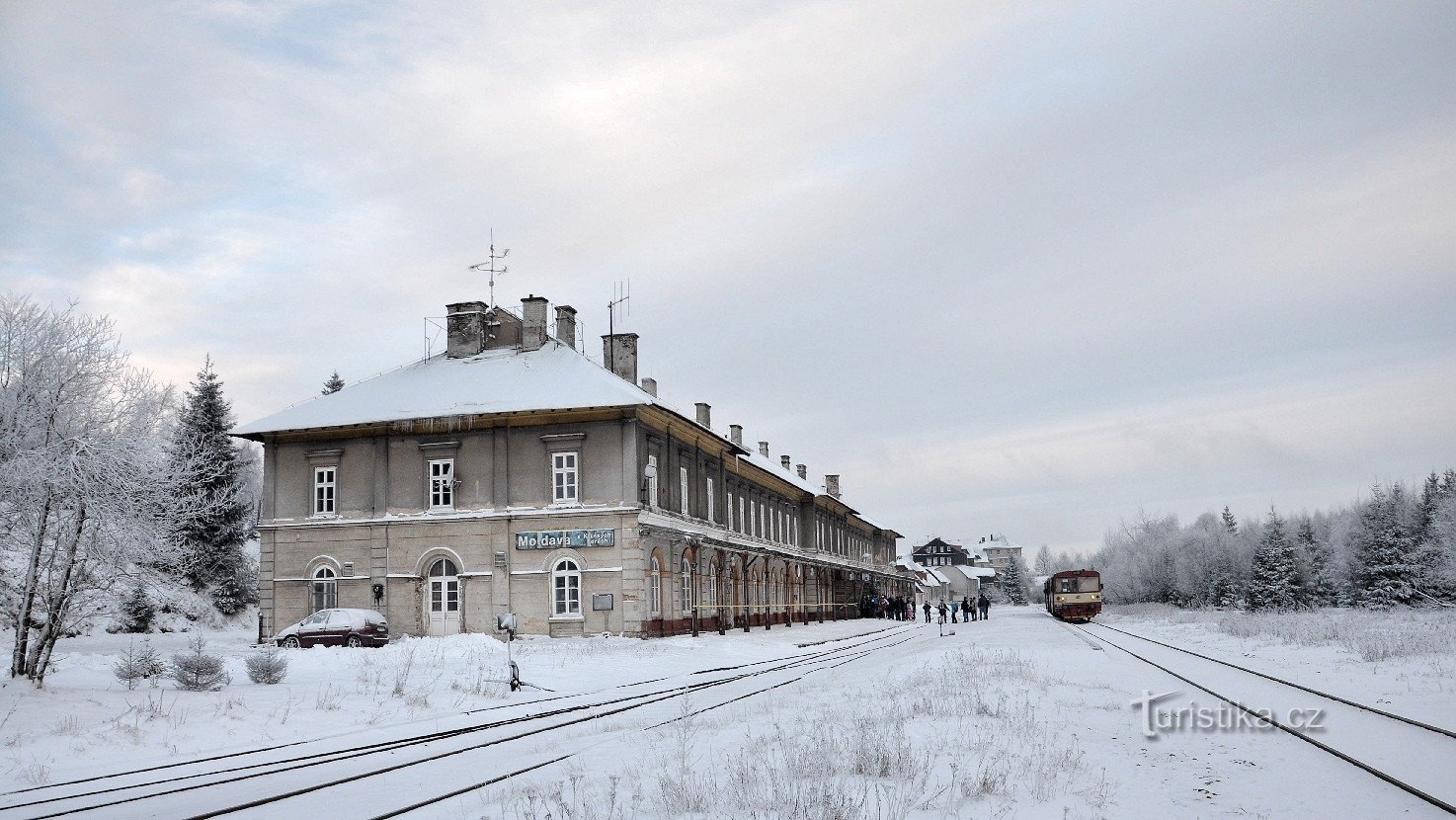Moldava railway station in the Ore Mountains