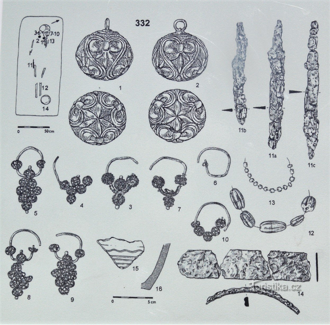 Znaleziska biżuterii z wykopalisk tutaj (zaczerpnięte z panelu informacyjnego)