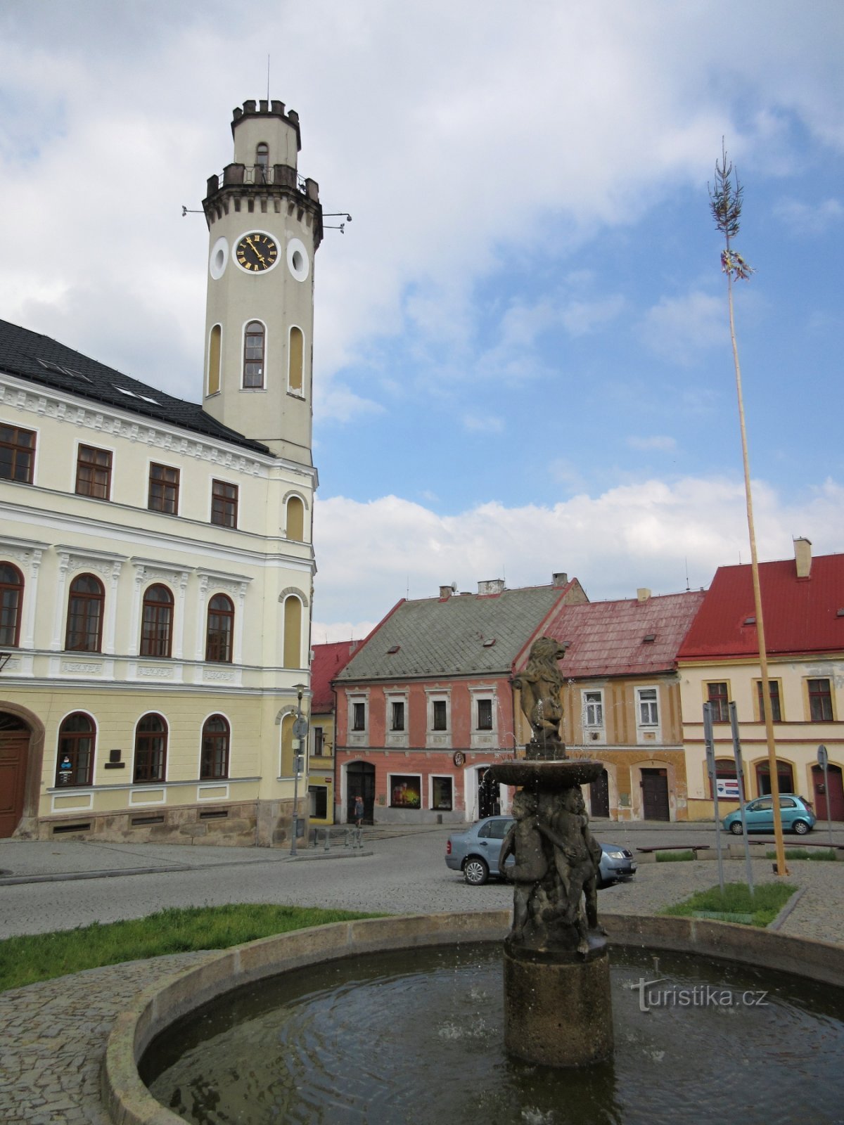 Square Dr. Eduard Beneš with the Lion Fountain