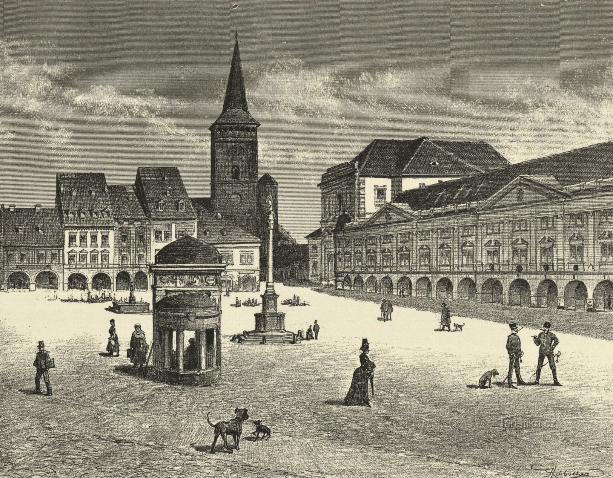 Praça em Jičín na segunda metade do século XIX