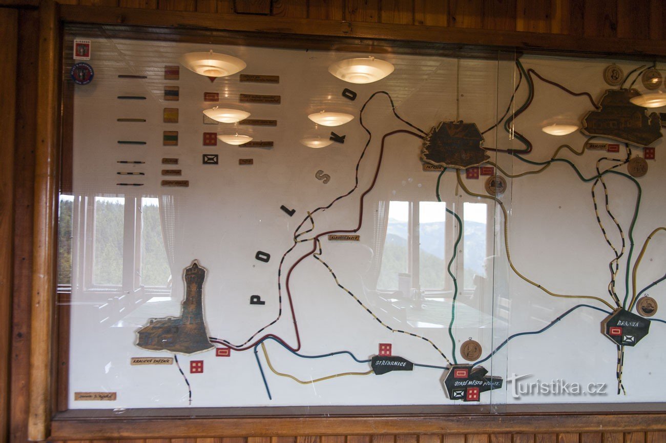 Wall map under glass