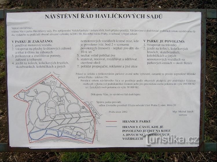 Visiting regulations of Havlíček orchards
