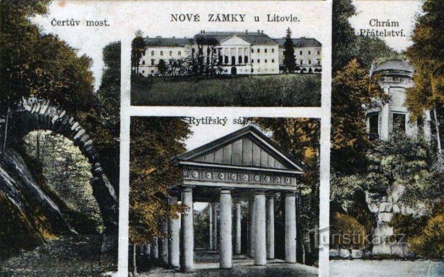 Nové Zámky-zámek a pavilony v parku jak vypadaly na začátku 20.stol.-ze sbírky:M.Ulrych