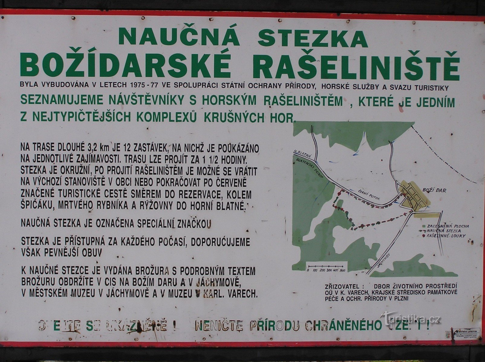 Tourbière NS Božídar, panneau d'information