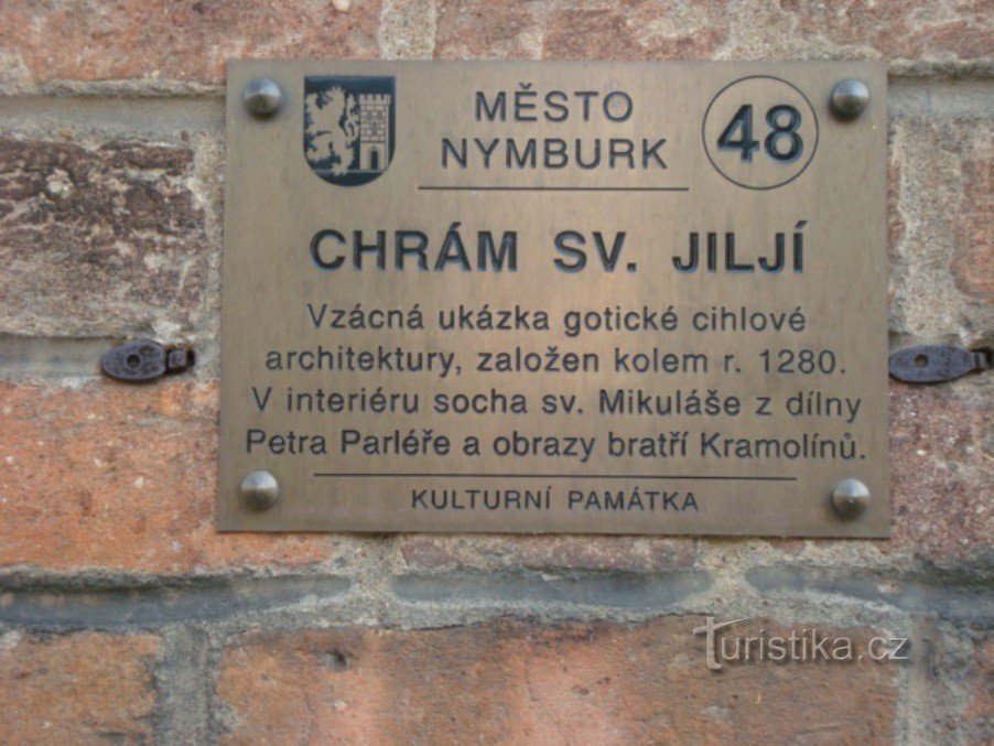 Nymburk-Szent Giljí-templom-emléktábla-Fotó: Ulrych Mir.
