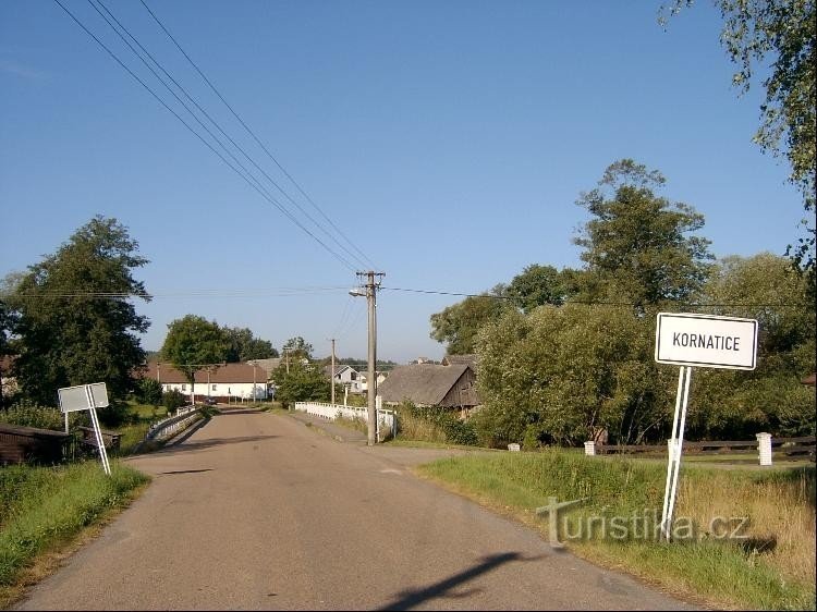 Das Dorf Kornatice: Blick auf das Dorf von Osten