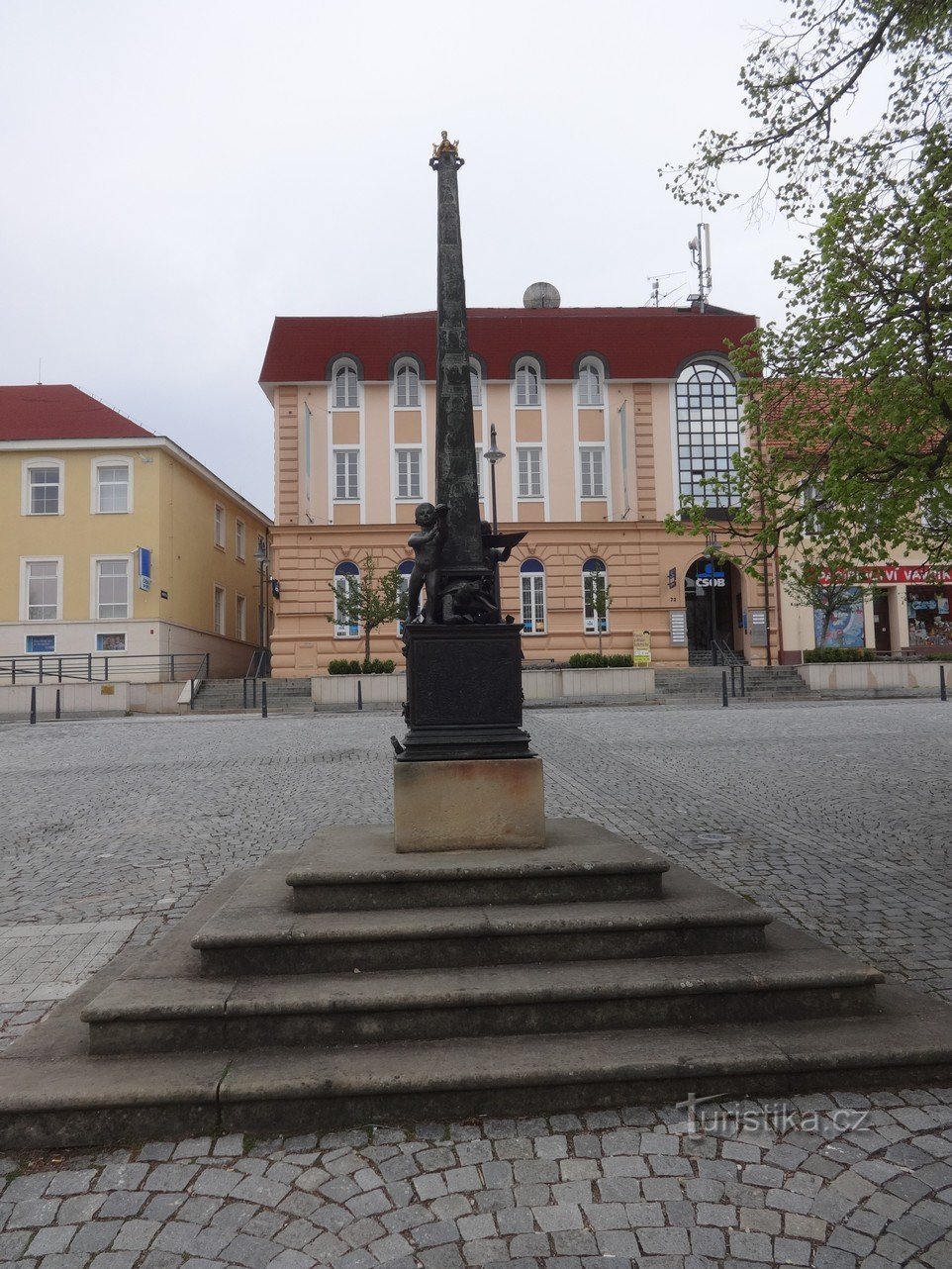 Via Lucis obelisk on Masaryk square in Uherské Brod