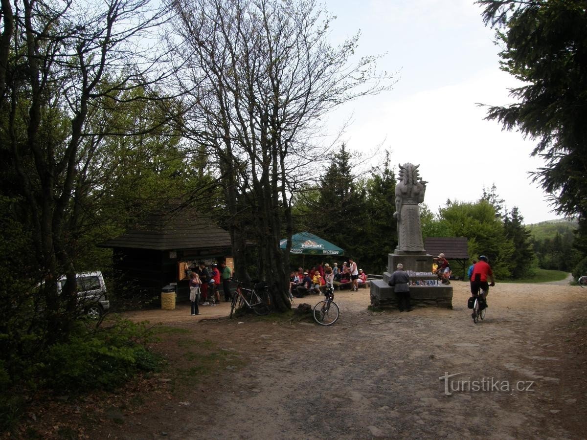 Ett populärt stopp för turister på väg från Pusteven till Radhošť