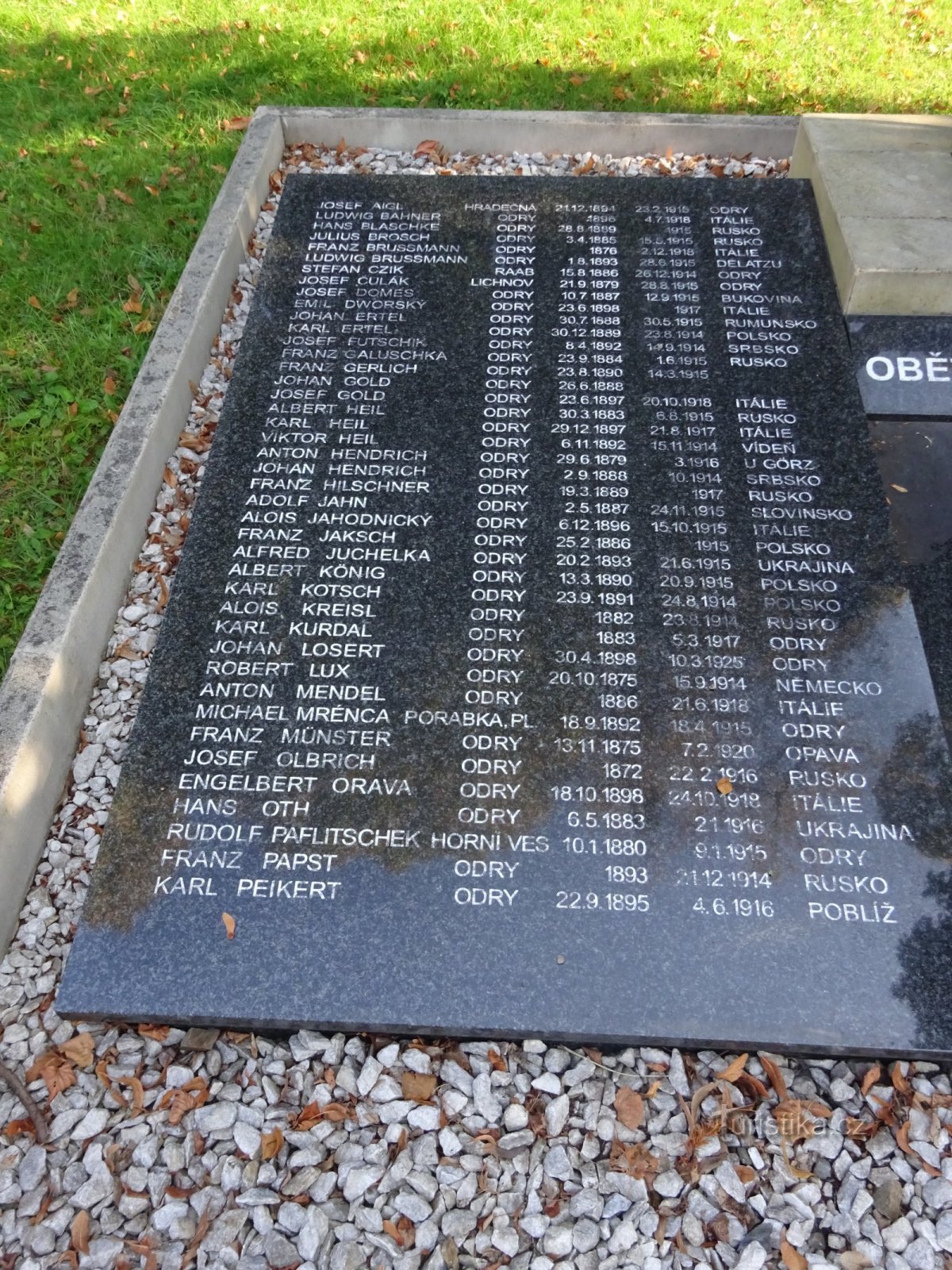 Odry - un monument al celor care au murit în Primul Război Mondial