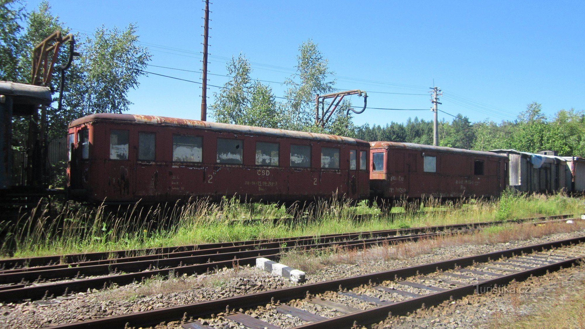 Parked wagons at the railway station in Domašín