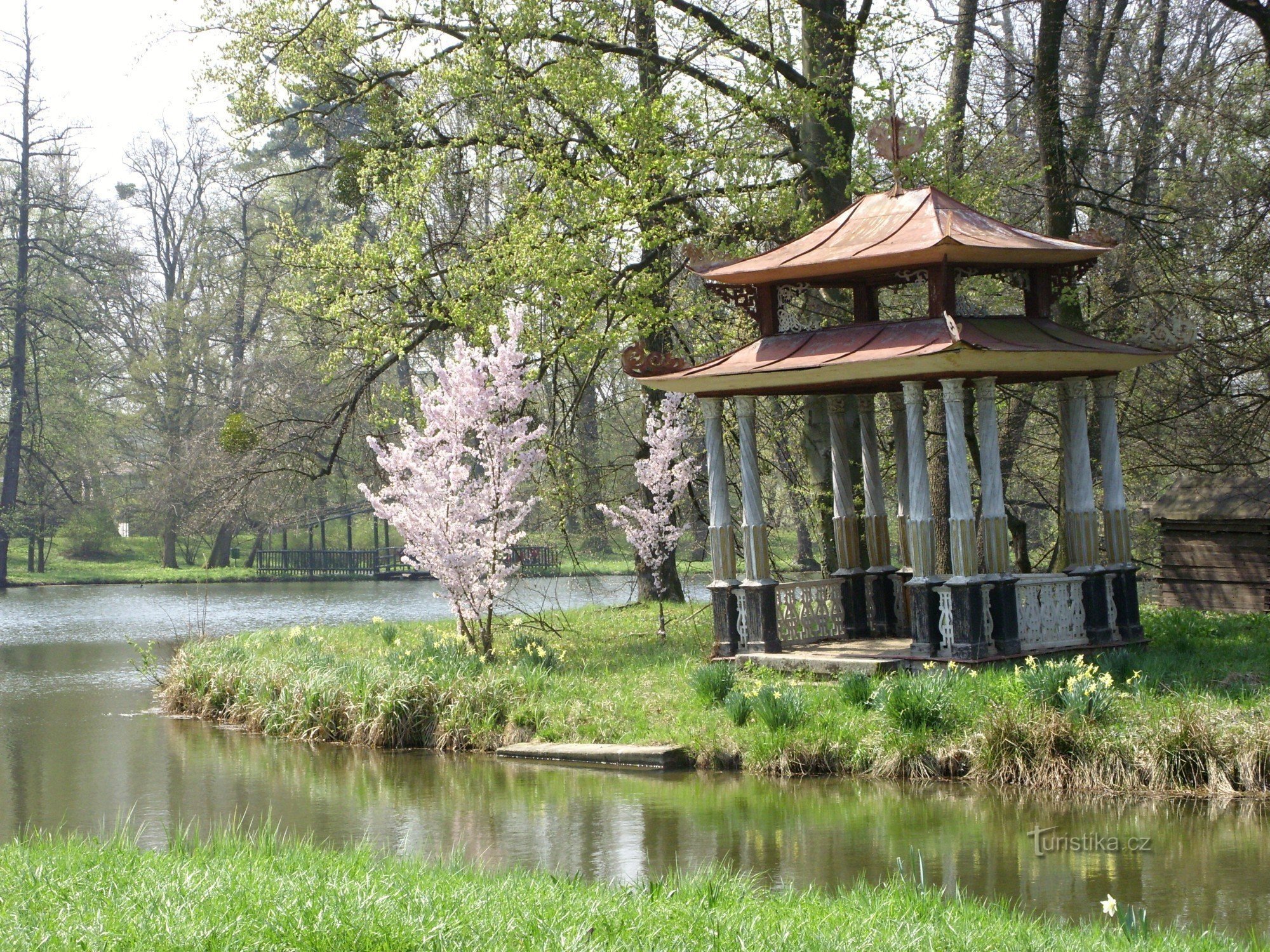 Rundt om den vilde dam i Podzámecká-haven i Kroměříž