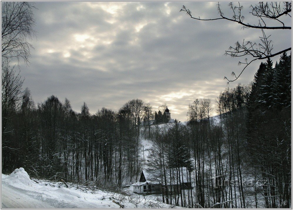 Olešnicky church from the road to Polish Kociól